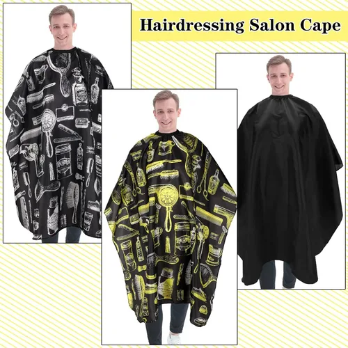 Vista 5 de FEBSNOW 3 piezas de capa profesional para barberos para adultos, capa de salón de peluquería para peinado y coloración del cabello, Varios