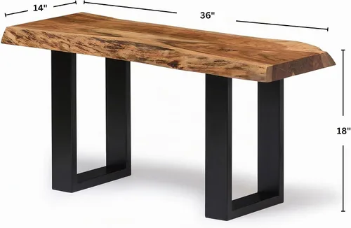 Vista 3 de Alaterre Alpine Live Edge - Banco de entrada rústico de madera maciza