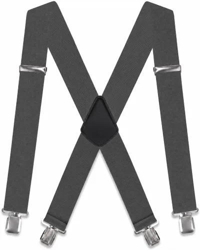 Vista 8 de trilece Heavy Duty Suspenders for Men - 2 Inch Wide Adjustable Elastic X-Back Suspenders with Strong Clips Negro