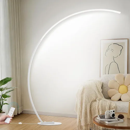 Vista 8 de Lámpara de pie LED regulable con 3 temperaturas de color, ultra brillante de 2000 lúmenes, lámparas de pie de arco marrón para sala de estar
