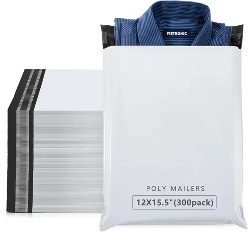 Vista 12 de Metronic Sobres de polietileno de 14.5 x 19 pulgadas, 100 unidades, bolsas de envío adhesivas fuertes para ropa, sobres de envío impermeables y a