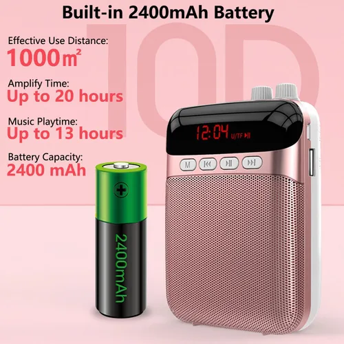 Vista 3 de Kinizuxi Amplificador de Voz Portátil para Profesores, Amplificador Personal de 2400mAh con Auriculares para Hablar, Sistema PA Recargable