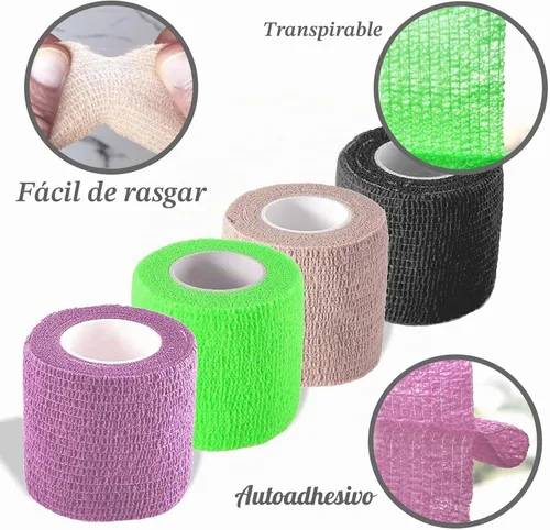 Vista 4 de Vendaje autoadhesivo, vendaje autoadherente, envoltura veterinaria para perros, vendajes cohesivos autoadhesivos para deportes, atletismo, primeros