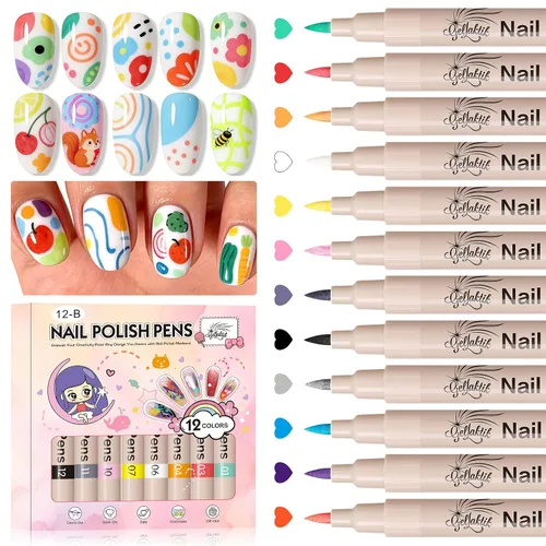 Vista 8 de Juego de 24 bolígrafos para arte de uñas, 24 colores, rotulador de 0.028 in Rosa