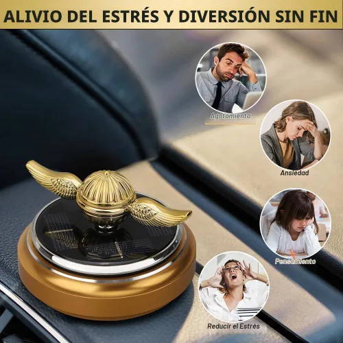 Vista 6 de Spinner Fidget Dorado de Energía Solar, Ambientador de Aire para Coche, Decoración de Salpicadero Alimentado por la Luz Solar, Kit de Ciencia Oro