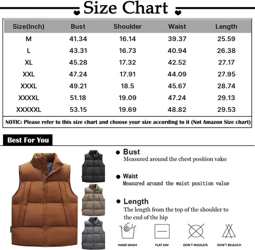 Vista 4 de Abrigos de gran tamaño para hombre, chaleco de invierno acolchado para hombres 2023 resistente a la intemperie, plegable, chaleco sin mangas