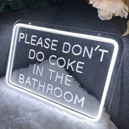 Vista 6 de Letrero de neón con texto en inglés «Please Dont Do Coke in The Bath» para decoración de pared, diseño de talla artística 3D, para interiores