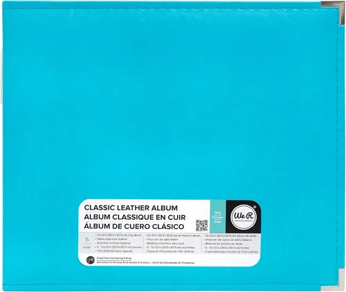Vista 2 de We R Memory Keepers Álbum de fotos de 12x12 Aqua, Protege recuerdos y fotos, Piel sintética suave y libre de ácidos, Etiqueta decorativa elegante