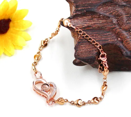 Vista 8 de Pulsera de cadena de corazón personalizada con texto en inglés "I Love You in 100 Language", regalos para mamá, esposa, novia