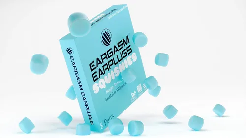 Vista 6 de Eargasm Squishies - Azul Tapones para los oídos moldeables multiusos con reducción de ruido, cancelación de ruido, impermeables, herméticos