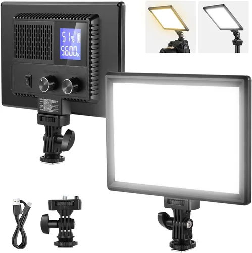 Vista 10 de NEEWER Panel de luz de video LED de 9" regulable con iluminación suave para cámara DSLR con mini trípode de escritorio, puertos USB tipo C