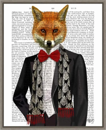 Vista 12 de Amanti Art Fab Funky - Lienzo enmarcado para pared, 20 x 16 pulgadas, zorro con pajarita roja, lienzo enmarcado para pared, obras de arte
