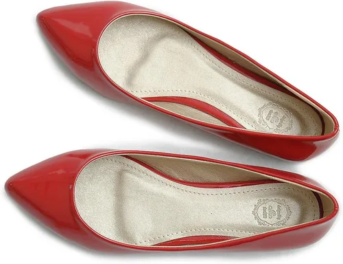 Vista 7 de Ollio Zapato de ballet básico para mujer con punta puntiaguda y esmalte plano