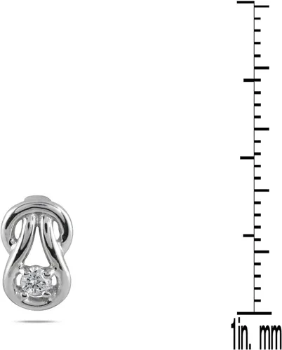 Vista 2 de Aretes con nudo de amor de diamantes TW de 1/8 quilates en oro blanco de 10 quilates