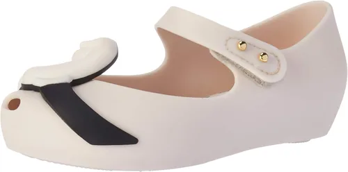 Vista 5 de Zapato Mini Melissa Ultragirl + Disney, estilo bailarina, Mary Jane, para niña Lila con purpurina transparente.