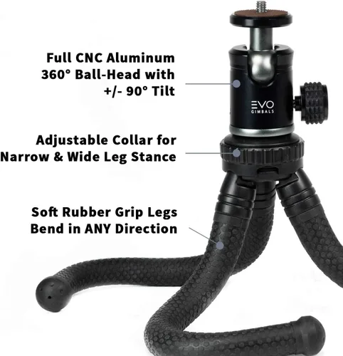 Vista 3 de EVO Gimbals GS-Flex Mini Trípode Flexible de Pierna para Cámaras DSLR y sin espejo de hasta 6.6 lbs Incluye cabezal de bola giratorio de aluminio