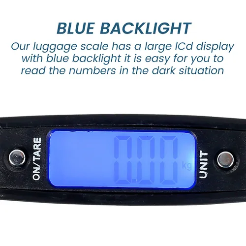 Vista 4 de Paquete de 3 básculas de equipaje, báscula de equipaje de 110.2 lbs110 libras con retroiluminación de pantalla LCD, correa de hebilla portátil