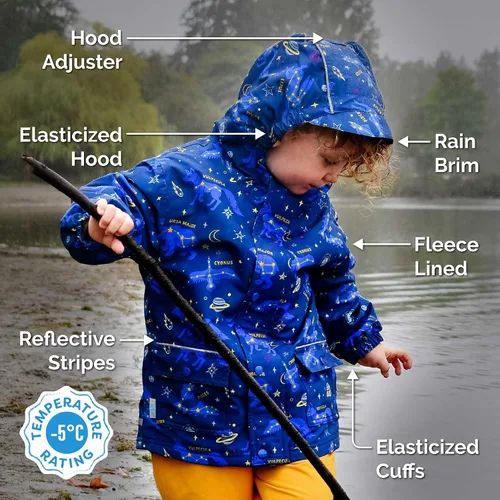 Vista 6 de JAN & JUL Chaqueta impermeable acogedora para niños con forro polar