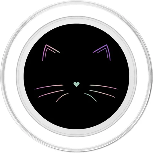 Vista 2 de PopSockets MagSafe PopGrip de cara de gato arcoíris negra para iPhone