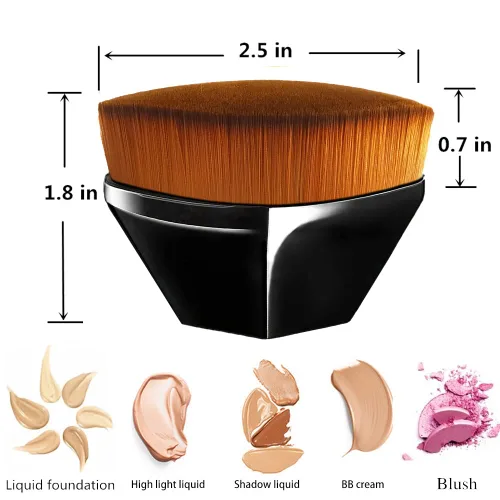 Vista 8 de Brocha de maquillaje Kabuki autobronceadora extra grande de 2.953 in, paquete de 2 para drenaje linfático, cepillo para base de polvo líquido