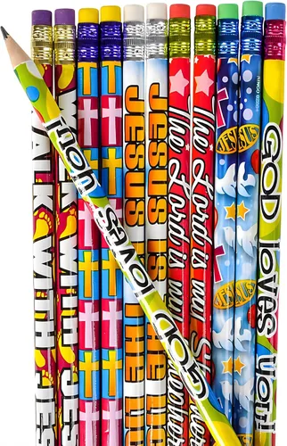 Vista 6 de Rhode Island Novelty Lote de 100 lápices temáticos cristianos religiosos surtidos - 7.5