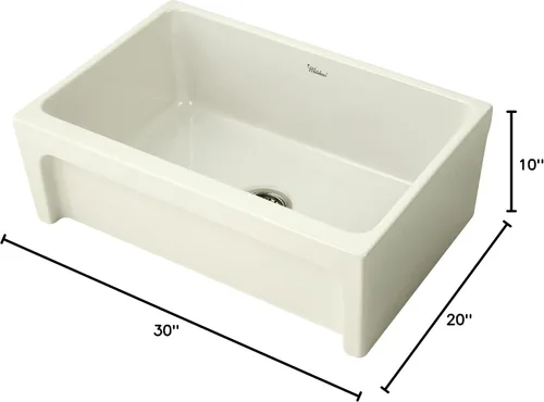 Vista 7 de Whitehaus Collection WHQ5530-BISCUIT Glencove Kitchen, Arcilla refractaria, fregadero delantero delantal, grande, galleta