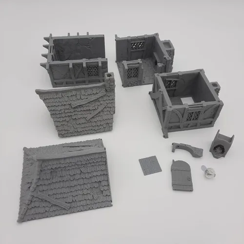 Vista 6 de Small House - HERO Creations - 1:28 - RPG - Dungeons and Dragons - DND - Pathfinder - El Señor de los Anillos - Figura miniatura (gris/sin pintar)