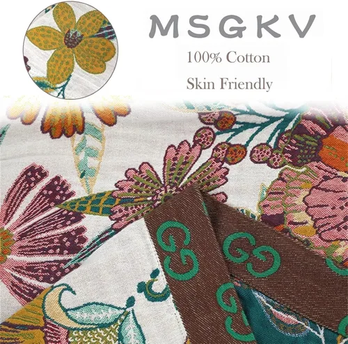 Vista 133 de MSGKV - Manta bohemia/primaveral de algodón para sofá y sala de estar, de gasa acogedora, de 50 x 60 pulgadas 50"x60" Cotton Throw, Woven Bird