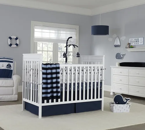 Vista 4 de Nautica Los niños separa almacenamiento de habitación del cuarto del bebé con estampado de ancla/punto, gris