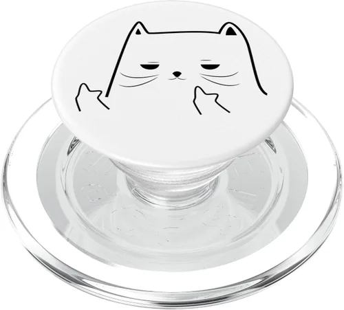 Vista 7 de Divertido gato humor medio dedo meme PopSockets intercambiable PopGrip