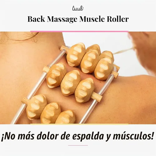 Vista 3 de tuuli Accesorios - Masajeador de espalda con rodillos y cuerda, rodillo multifuncional de espalda y masajeador de cuello, alivia la tensión muscular