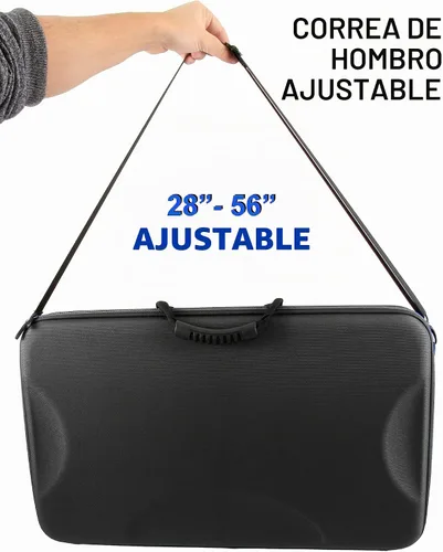 Vista 5 de CASEMATIX Funda de viaje para controlador de DJ compatible con Hercules Inpulse 500 - Funda rígida para mezclador de DJ con correa Negro