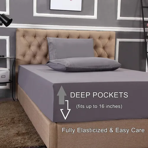 Vista 6 de Elegant Comfort Lujoso juego de sábanas de microfibra de 4 piezas, transpirable, suave calidad hotelera de 1500 hilos, bolsillo profundo y fácil