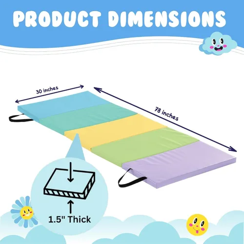 Vista 2 de New Bounce Tumbling Mat for Kids - Gymnastics Mat - Folding Exercise Tumble Mat for Home Gyms
