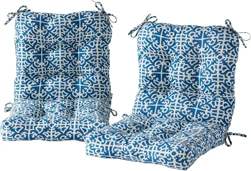 Vista 71 de Cojines para silla de exterior con bisagras, diseño de una sola pieza, cojín reversible para asiento y respaldo de patio con lazos, tela de Aloha