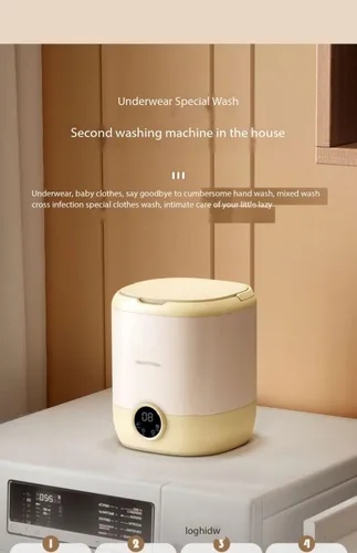 Vista 3 de Mini lavadora, lavadora semiautomática compacta del hogar de 15W, 7L Dormitorio Ropa interior, Calcetines Lavadora