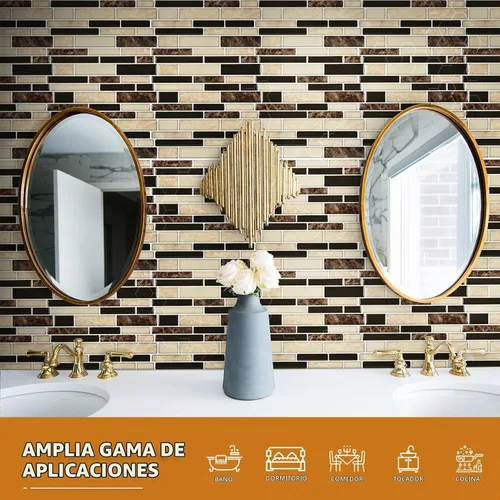 Vista 3 de WOWSTAR 10 hojas de azulejos para salpicaduras de cocina despegar y pegar, azulejos adhesivos para salpicaduras de cocina para pegar en la pared