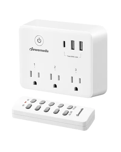 Vista 8 de DEWENWILS - Toma de corriente con control remoto inalámbrico para decoración navideña, 125 V, 15 A, 1875 W, con salida USB-A+C y CA, rango