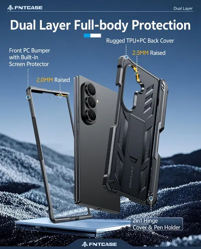 Vista 3 de FNTCASE for Galaxy Z Fold 8 Ultra Case, Z Fold 7 Case with Pen Holder Black