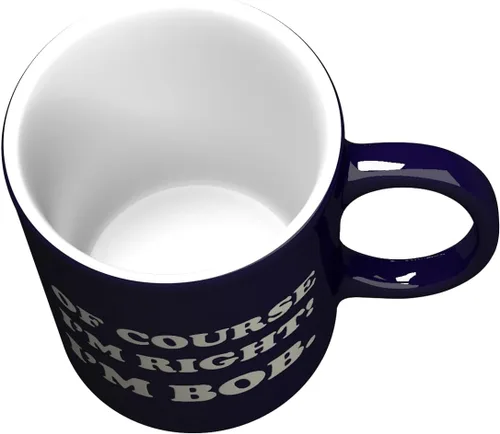 Vista 4 de NM NEXTMUG Taza de cerámica grabada - Of Course I'm Right, I'm Bob - Divertida taza de café de regalo de sarcasmo para amigos, compañeros de clase