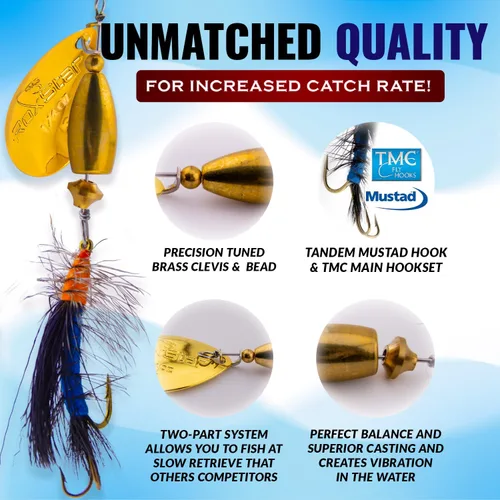 Vista 3 de RoxStar Fly Strikers Blue Series - Hand-Crafted in The USA - Proven Nationwide Most Versatile Fishing Spinner for Bass, Trout, Pike, Steelhead- Stop