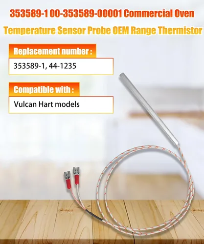 Vista 2 de 353589-1 00-353589-00001 Sonda de sensor de temperatura de horno comercial Termistor de gama OEM compatible con modelos Vulcan Hart, reemplaza