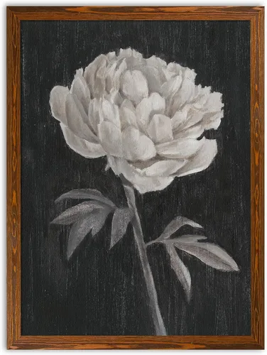 Vista 7 de Renditions Gallery- Lienzo enmarcado con flores blancas y negras Flores blancas y negras 1 juego/marco negro