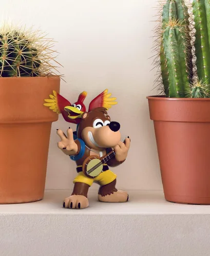 Vista 3 de Youtooz Figura de vinilo de Banjo Kazooie, figura de acción de 4.5 pulgadas, Banjo el oso con su amigo Kazooie The Red Bird – Colección de figuras