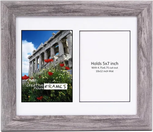 Vista 30 de Creative Picture Frames Marco de Fotos Negro con 2 Aberturas de Vidrio que Contiene Fotografías de 5 por 7 Pulgadas con Paspartú Negro de 10X12