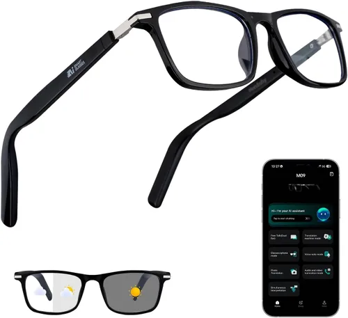 Vista 14 de GenXenon Gafas inteligentes para hombres y mujeres, lentes de luz azul transparente, gafas Bluetooth con altavoz, asistente de voz y toque Lentes