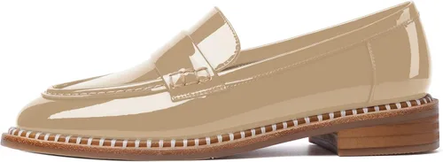 Vista 2 de FOGEENA Mocasines de tacón bajo para mujer, estilo casual, puntera redonda, de charol grueso, de 1 pulgada
