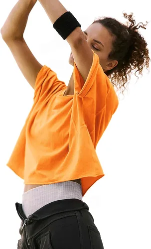 Vista 2 de Camisetas cortas de manga corta para mujer, de algodón, básicas, casuales, atléticas, para yoga, correr, para verano