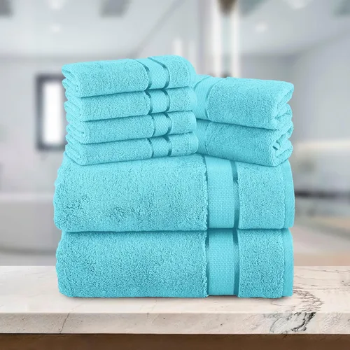 Vista 2 de Elegant Comfort Juego de 8 toallas de algodón de alta calidad, incluye 4 toallas pequeñas, 2 toallas de mano y 2 toallas de baño, 100% algodón