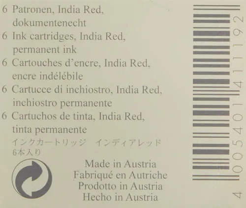 Vista 2 de Graf von Faber-Castell 6 cartuchos de tinta: India Rojo